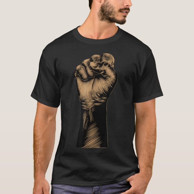 Camiseta Prote BLM Afro-Americano de Força Negra Aumentada (Frente)