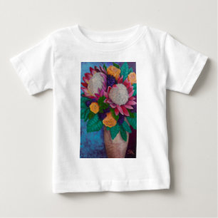 Camiseta Proteas gigantes e Rosas de laranja