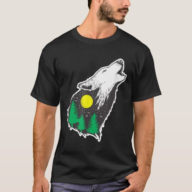 Camiseta Proteção Ambiental da Floresta da Lua do Lobo Uiva (Frente)
