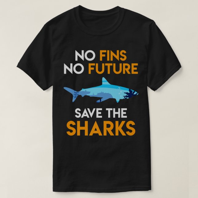 Camiseta Proteção contra tubarões Sem multas no Futuro Salv (Frente do Design)