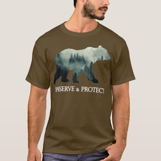 Camiseta Proteção contra Ursos Preservar Presente para Muda (Frente)