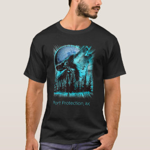 Camiseta Proteção de Porto Alaska Howling Wolf Moon Forest