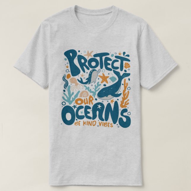 Camiseta “Protect Our Oceans” Eco-Friendly Tee (Frente do Design)