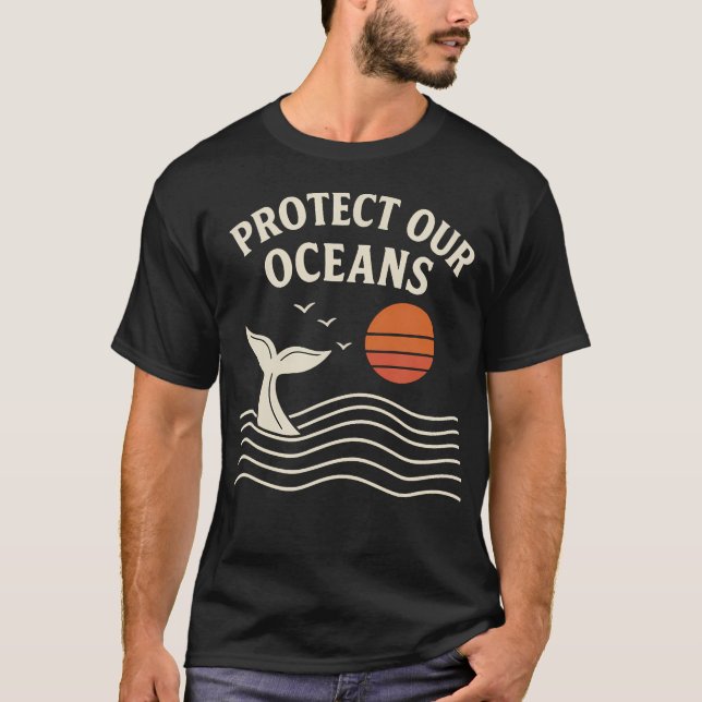Camiseta Protect Our Oceans Whale Tail Eco Friendly Conserv (Frente)