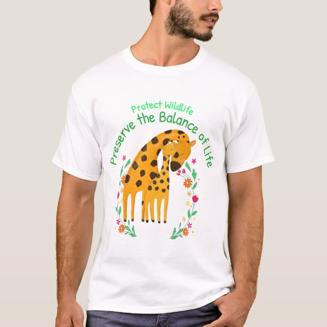 Camiseta proteger a vida selvagem preservando o equilíbrio  (Frente)