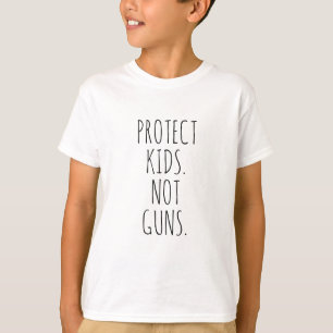 Camiseta Proteger crianças Não armas tipografia escrita à m