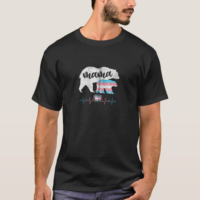 Camiseta Proteger o Orgulho LGBT Transgênero do Urso da Mãe (Frente)