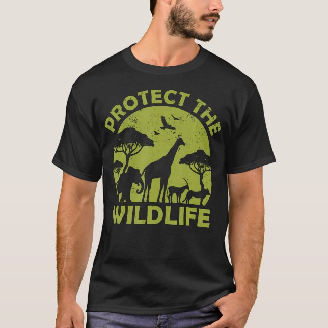 Camiseta Proteger O Resgate da Vida Selvagem Mudar o Clima  (Frente)