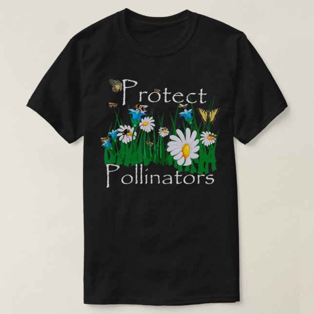 Camiseta Proteger Polinizadores Abelhas Borboletas Flores B (Frente do Design)