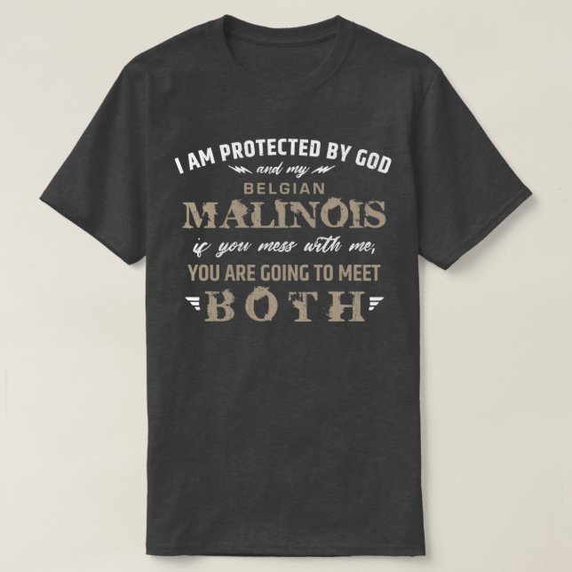 Camiseta Protegido pelo pastor belga Malinois (Frente do Design)