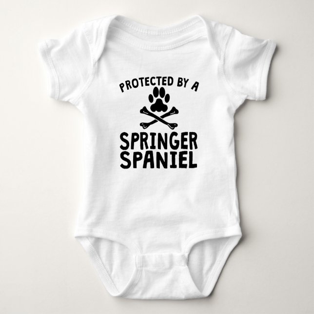 Camiseta Protegido por um Spaniel de Springer (Frente)