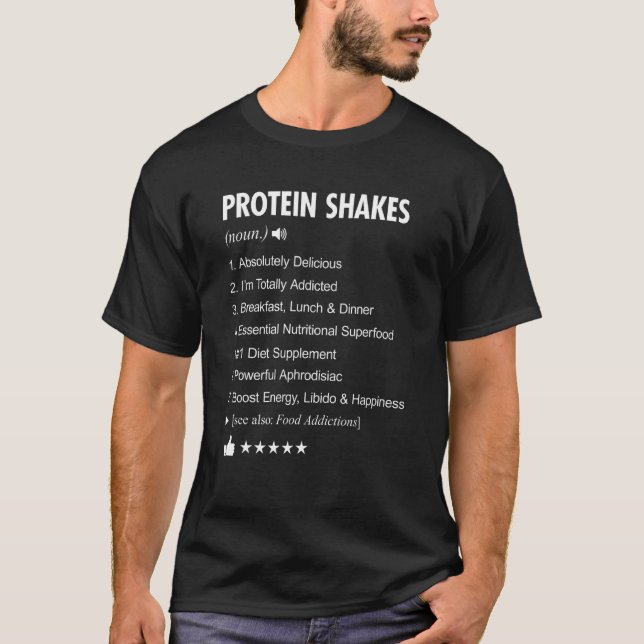 Camiseta Proteína Agita Definição Significando Engraçada (Frente)
