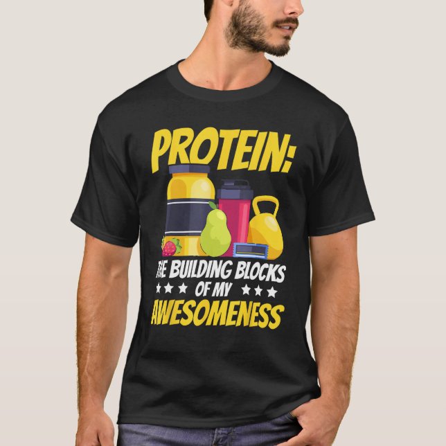 Camiseta Proteína Os Blocos de Construção do Meu Ginásio de (Frente)