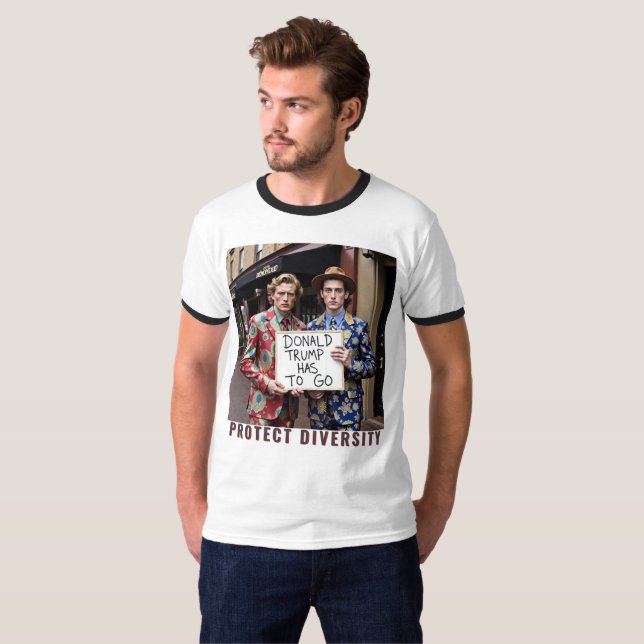 Camiseta Proteja a diversidade impedindo o trunfo (Frente Completa)