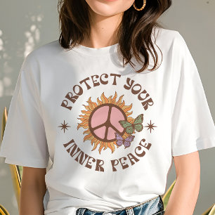 Camiseta Proteja a Sua Paz Interior Sol Retro Boho