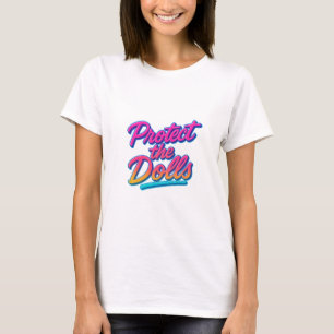 Camiseta Proteja as Bonecas Arte Neon Retro