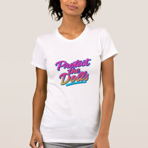 Camiseta Proteja as Bonecas Arte Neon Retro