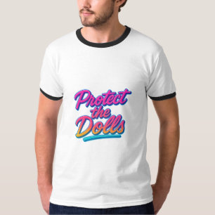 Camiseta Proteja as Bonecas Arte Neon Retro