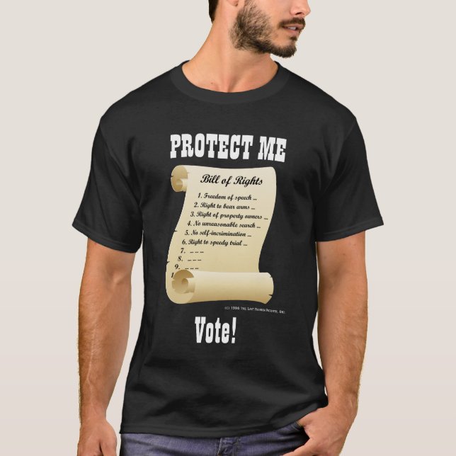 Camiseta Proteja-me - Declaração de Direitos - voto (Frente)