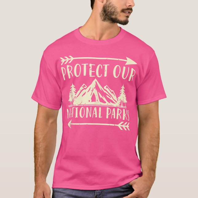 Camiseta Proteja nossos parques nacionais acampando ao ar l (Frente)