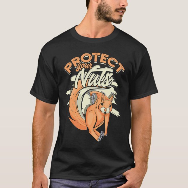 Camiseta Proteja o esquilo da floresta dos seus loucos (Frente)