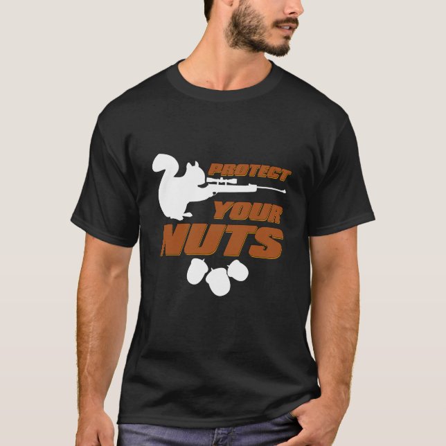 Camiseta Proteja o esquilo engraçado dos seus Loucos com o  (Frente)