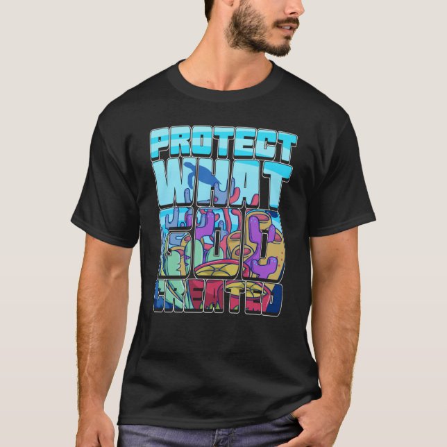 Camiseta Proteja o que Deus Criou os oceanos dos recifes de (Frente)