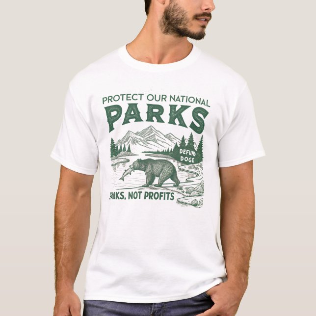 Camiseta Proteja os nossos parques nacionais de cães de def (Frente)