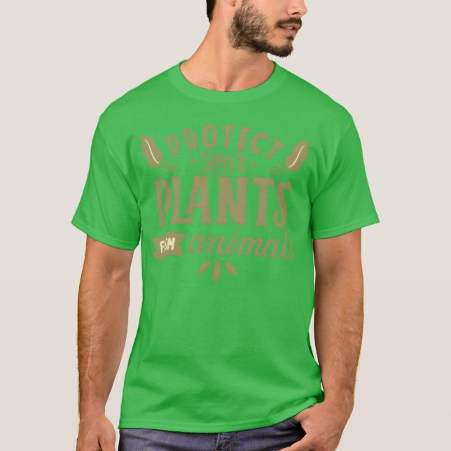 Camiseta proteja suas plantas de animais retrô (Frente)