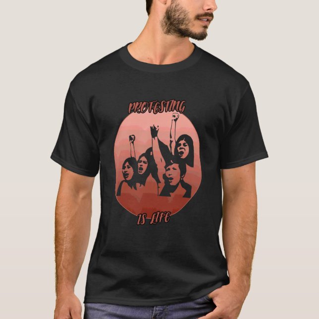 Camiseta Protestando Sombra Em Um Círculo Vermelho (Frente)