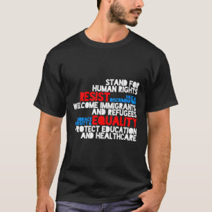 Camiseta Protesto Anti-Trump Resistir aos Direitos Humanos