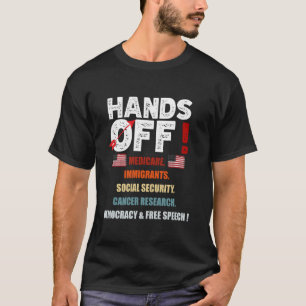 Camiseta Protesto Manos Off da Previdência Social Medicare