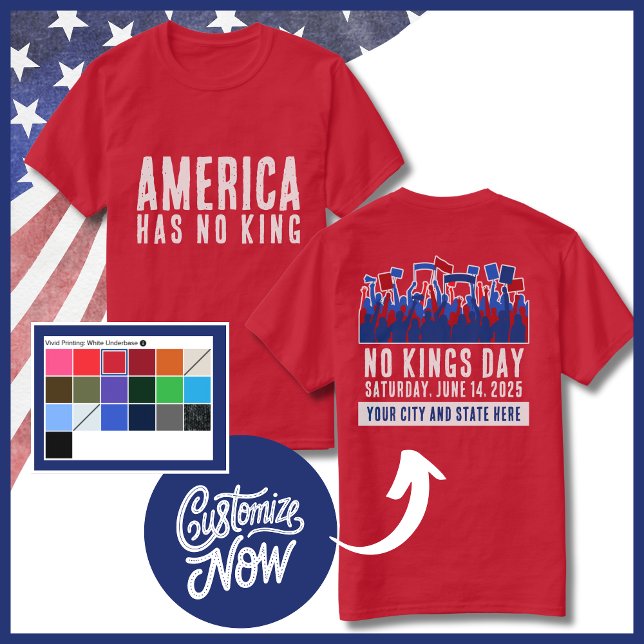 Camiseta Protesto no Dia de Sem Reis Personalizável Cidade  (No Kings Day Customizable Shirt June 14, 2025)