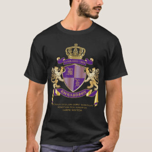 Camiseta Protetor dourado do leão do emblema do monograma
