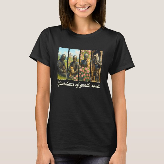 Camiseta Protetores Cavaleiro Medieval Amante de Gatos de U (Frente)