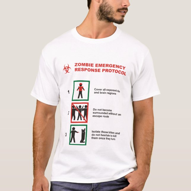 Camiseta Protocolo da resposta de emergencia do zombi (Frente)