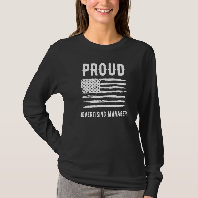 Camiseta Proud Advertising Manager Profession American Flag (Frente)