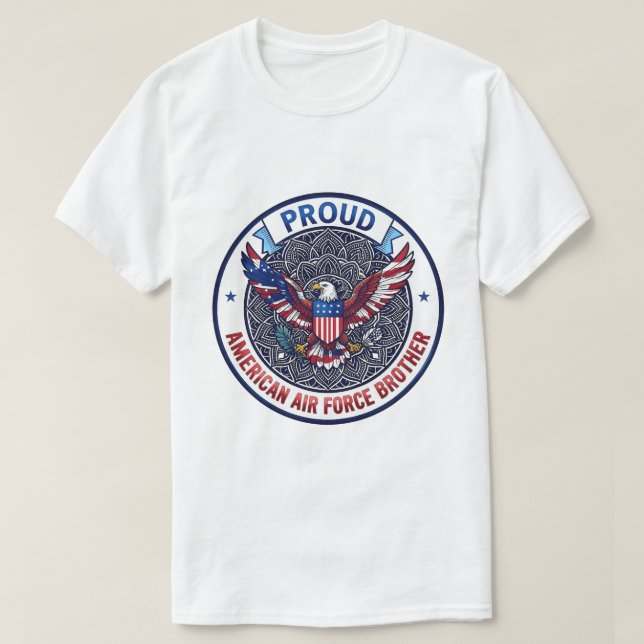 Camiseta Proud American Air Force Brother (Frente do Design)