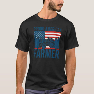 Camiseta Proud American Farmer Tractor USA Flag Patriotic F