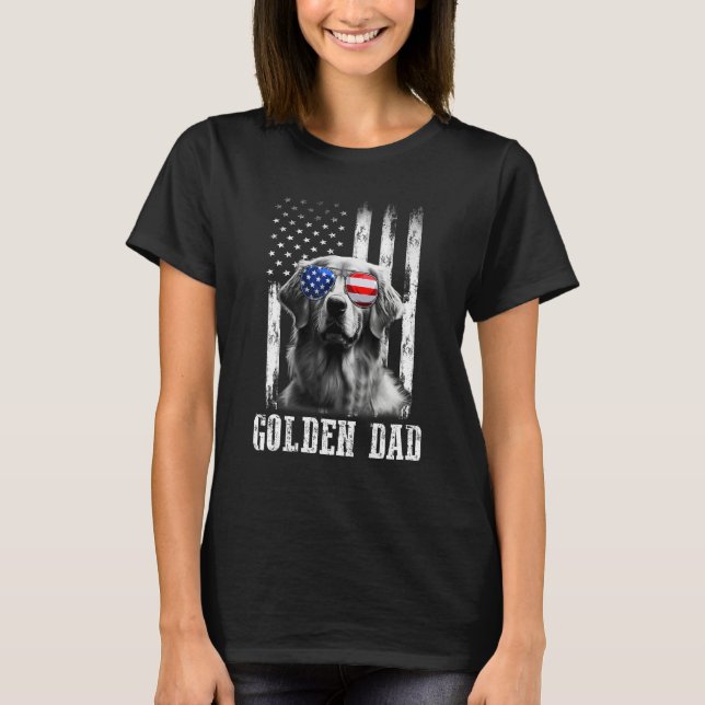 Camiseta Proud American Golden retriever Flag  Dog Dad Mom (Frente)