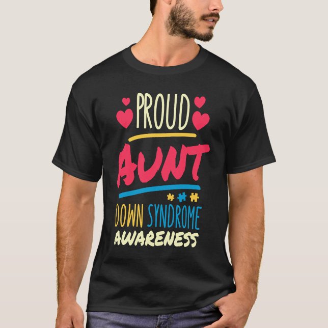 Camiseta Proud Aunt Down Syndrome Awareness T21 Down Syndro (Frente)