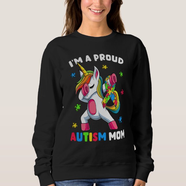 Camiseta Proud Autism Mom Dab Dance Women's Dabbing Unicorn (Frente)