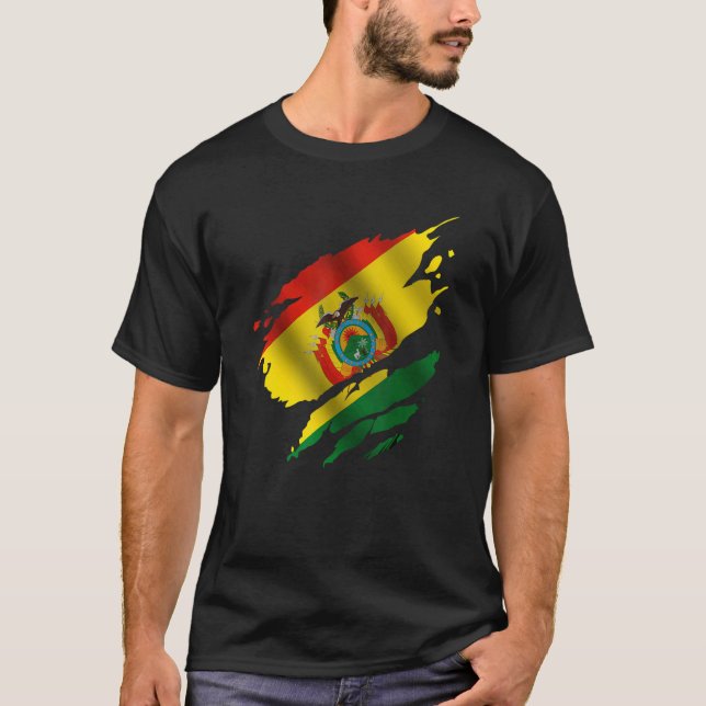 Camiseta Proud Bolivian Root Torn Ripped Bolivia Flag (Frente)