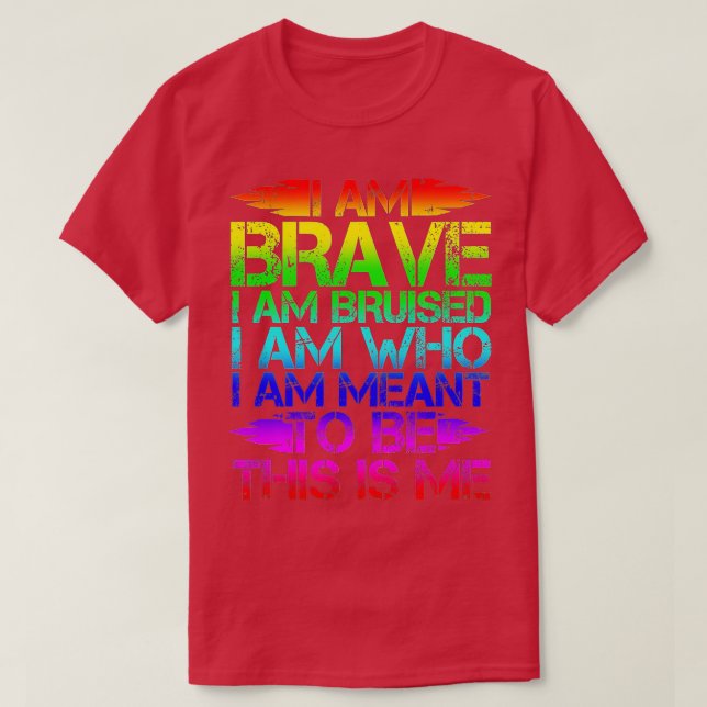 CAMISETA PROUD BRAVE HIS IS ME SHIR LGB GAY PRIDE BI GIF  (Frente do Design)