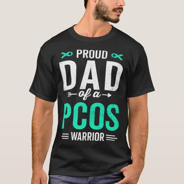 Camiseta Proud Dad of a PCOS Warrior Survivor Awareness Sup (Frente)