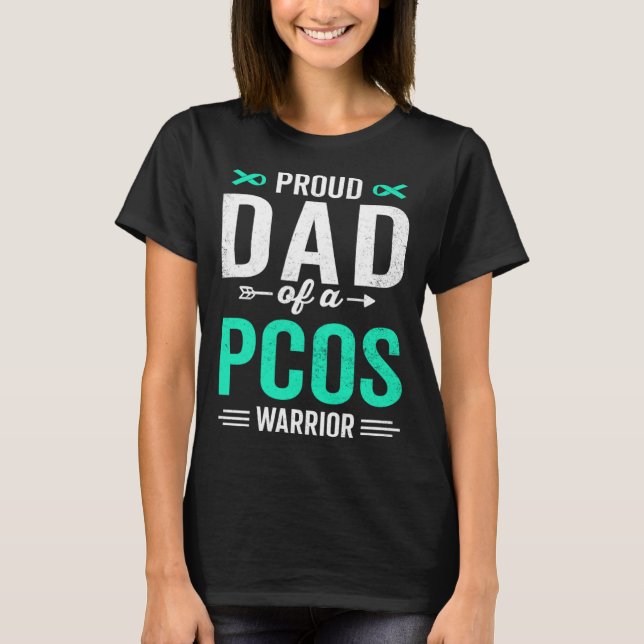Camiseta Proud Dad of a PCOS Warrior Survivor Awareness Sup (Frente)