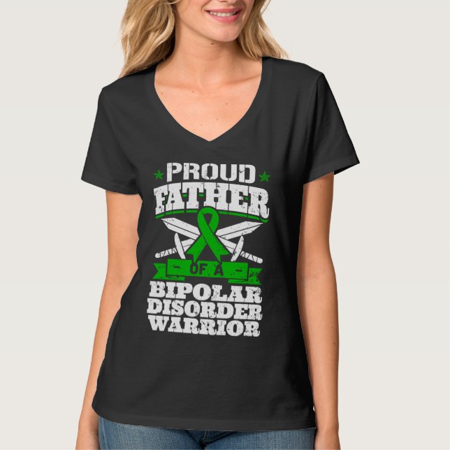 Camiseta Proud Father Of A Bipolar Disorder Warrior Awarene (Frente)