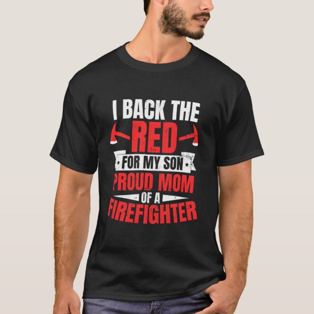 Camiseta Proud Firefighter Mom Back The Red (Frente)
