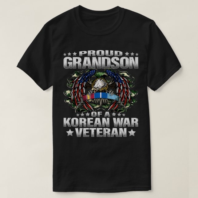 Camiseta Proud Grandson Of A Korean War Veteran Military Ve (Frente do Design)