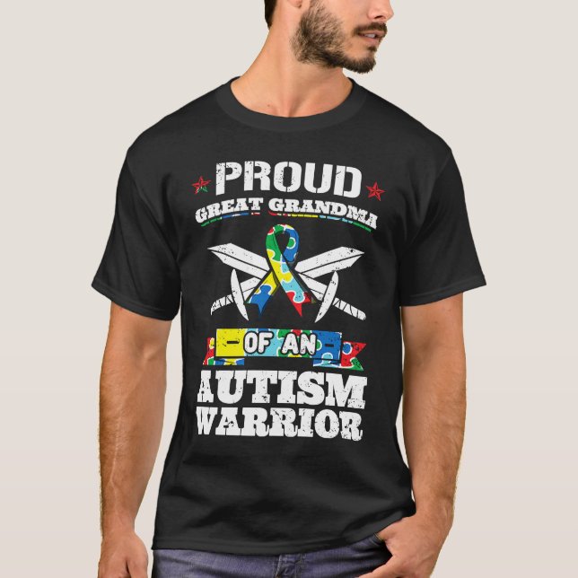 Camiseta Proud Great Grandma Of An Autism Warrior Awareness (Frente)
